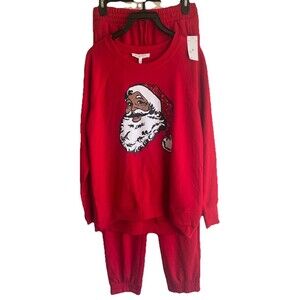 Workshop Christmas Red Two Piece Santa Pajamas Pants Gift Santa Sz S/P NWT